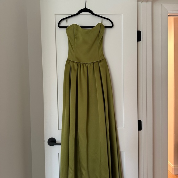 BHLDN Strapless Green Gown - mordernwear.com